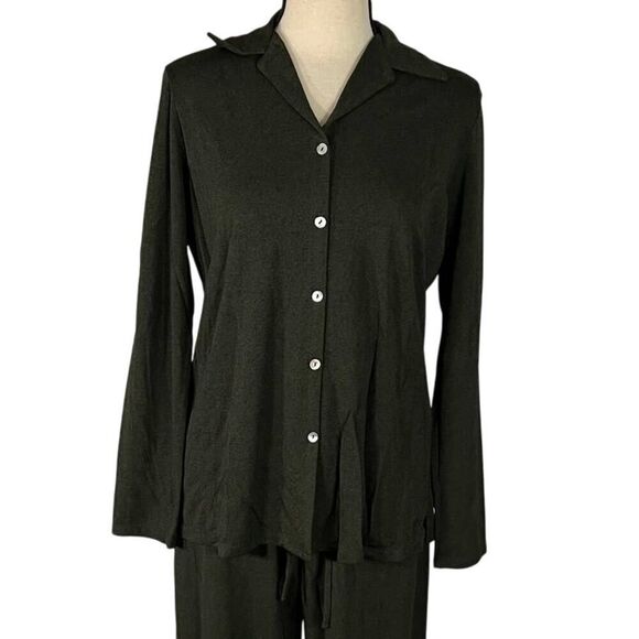 Max Studio Tops - Max Studio Long Sleeve Button Down Shirt Women's Medium Green Collared NWT